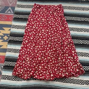 Vintage floral polka dot maxi skirt